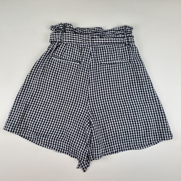 Who What Wear Linen Gingham Paperbag High Rise Shorts Plaid Checkered 10 - Picture 7 of 8